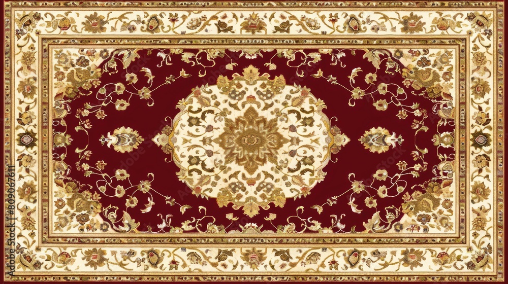 Naklejka premium detailed oriental carpet design with complex patterns