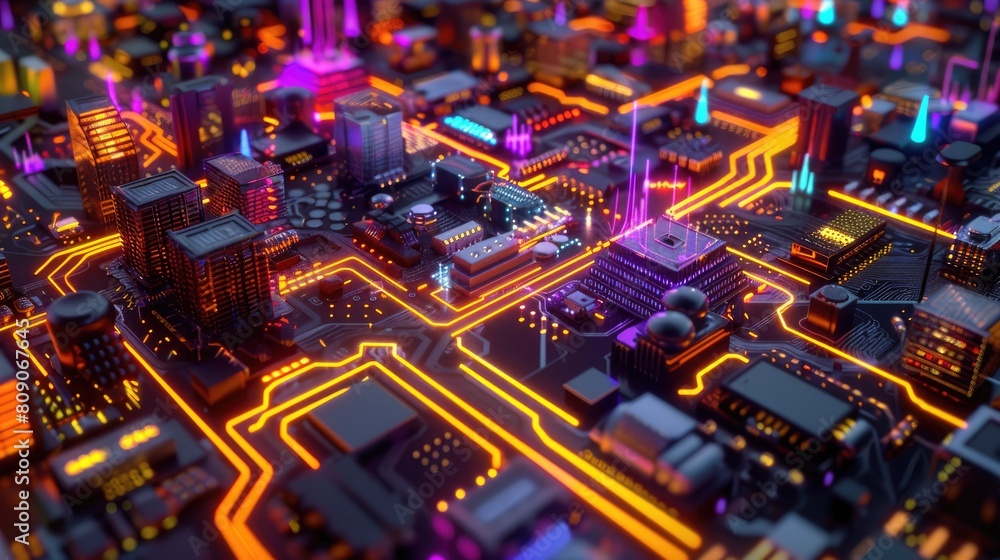 Obraz premium futuristic neon circuit board inspiration