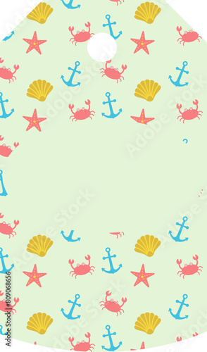 Tag with sea motif, summer design.
