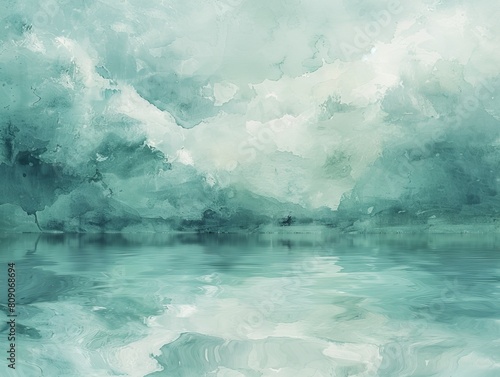 A 3D rendered subtle watercolor wash in pale turquoise, providing a clean and airy background that embodies tranquility and softness.