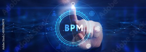 BPM Business process management system technology concept.