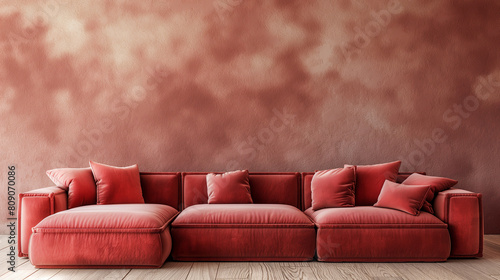 Sofá vermelho em uma sala de estar - wallpaper HD photo