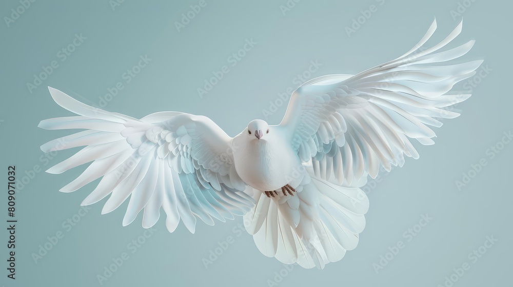 Fototapeta premium A beautiful isometric bird, soaring with detailed feathers, creating a sense of freedom, model isolated on solid background