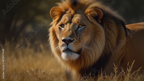 Majestic Lion Sprinting: Breathtaking Oil Painting of Savanna Scene. © Muhammad Zubair