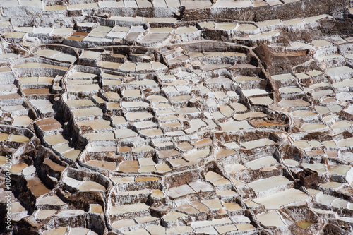 Sequence of salt terraces at Salineras de Maras in Peru