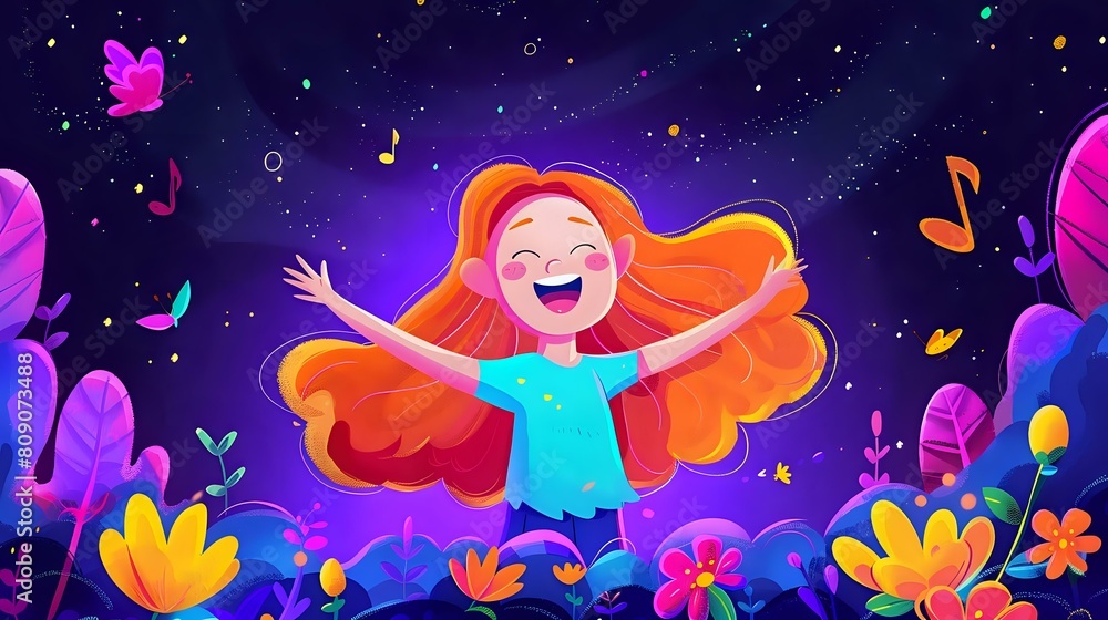 Embracing the Music: Woman Singing with Pure Joy Embracing the Music: Woman Singing with Pure Joy