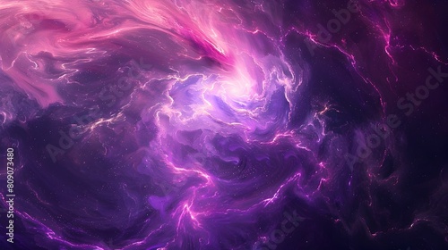 Swirling Violet and Pink Cosmic Nebula in Pitch Black Digital Artwork