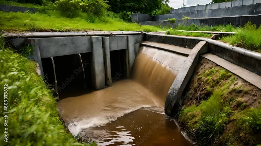 Sewage water flows through the sewage system. Sewage water flows through the sewage system.