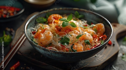 Delectable Glass Noodle Salad with Vibrant Herbs and Spices an Authentic Thai Culinary Delight