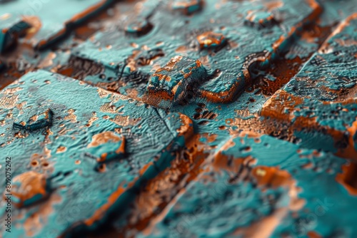 A blue and orange surface with a rough texture