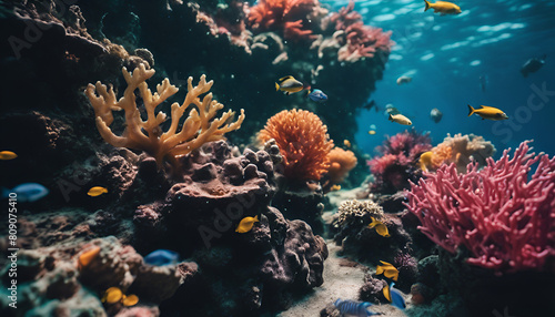 Mystical Journey Through a Vibrant Underwater Coral Reef  Generative AI