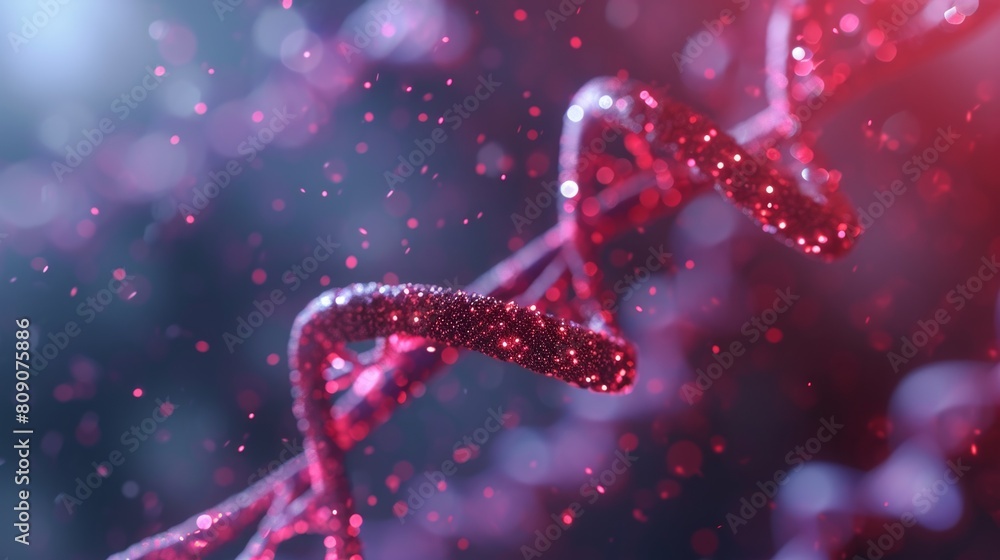 Close up of red and black structure DNA Close up of red and black structure DNA