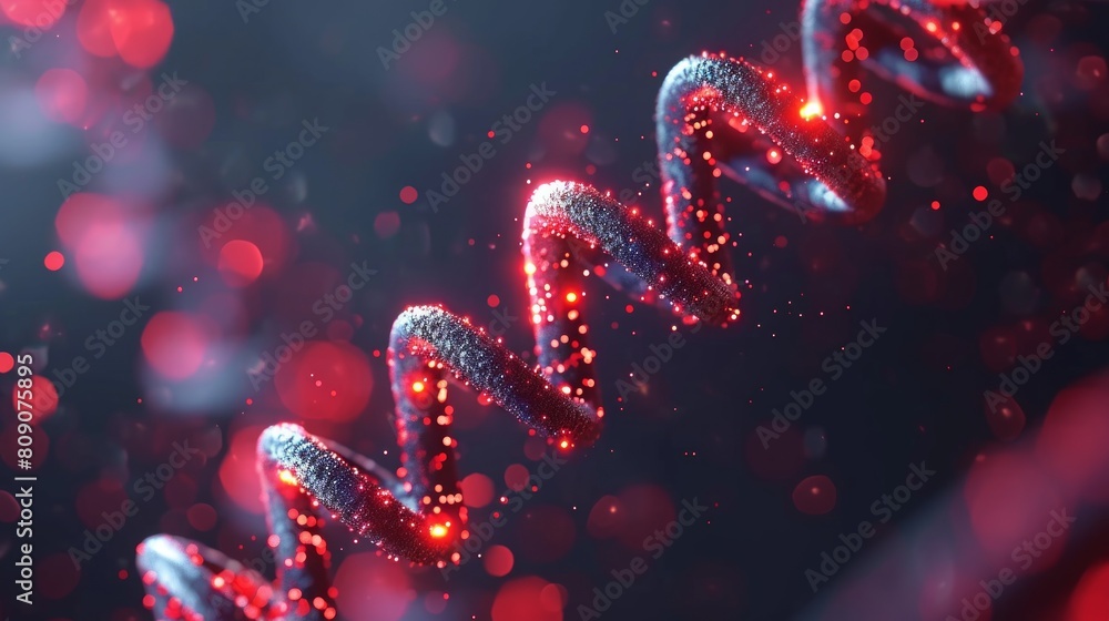 Close up of red and black structure DNA
