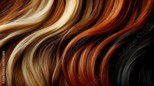 Luxurious multi-toned hair waves in shades of black  brown  and blonde