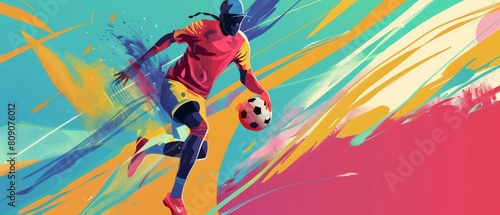 Futuristic Pop art color of sports, capturing the dynamic energy in minimal styles, illustration template
