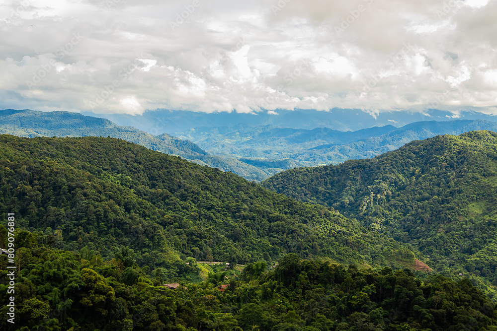 Naklejka premium View of the green mountains at Thailand.