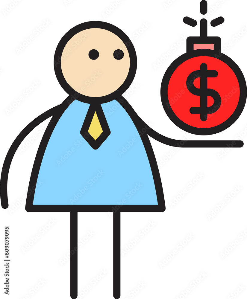 Businessman Holding Dollar Bomb Stick Figure
Businessman Holding Dollar Bomb Stick Figure