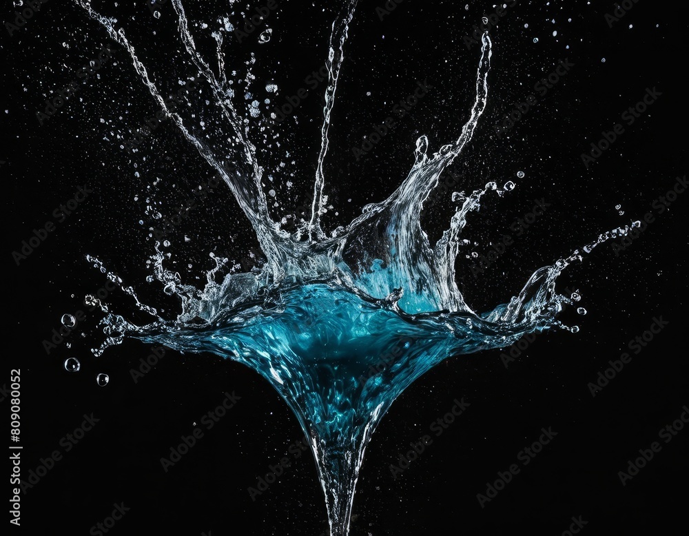 Euphoric Water Splash: The Art of Capturing Liquid in Motion, Black Background, Generative AI Euphoric Water Splash: The Art of Capturing Liquid in Motion, Black Background, Generative AI