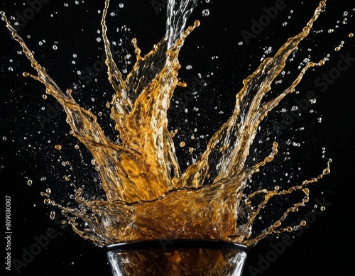 Euphoric Water Splash: The Art of Capturing Liquid in Motion, Black Background, Generative AI