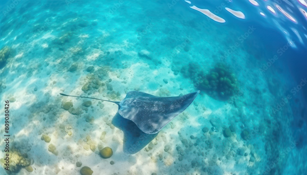 Fototapeta premium Giant Stingrays in the blue ocean, a stunning view of marine animals