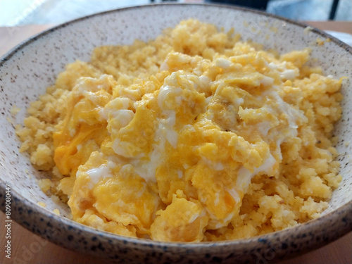 Brazilian corn couscouz with egg
