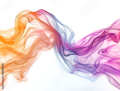 Flowing Fluid Waves of Vibrant Colors on White Background
