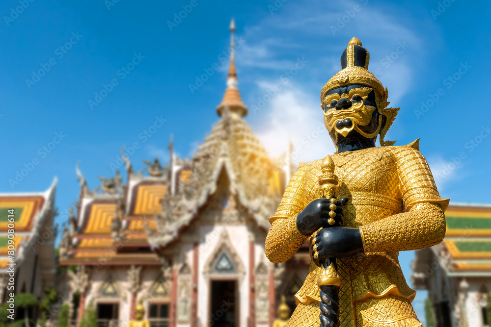 Fototapeta premium big giant, or Thao Wessuwan statue at Wat Srisathong temple Nakhon Pathom, Thailand