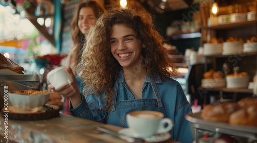 Young Woman Serving Coffee
