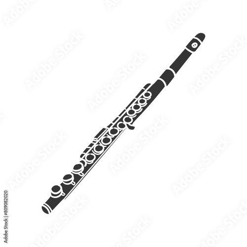 Piccolo Flute Icon Silhouette Illustration. Music Instruments Vector Graphic Pictogram Symbol Clip Art. Doodle Sketch Black Sign.