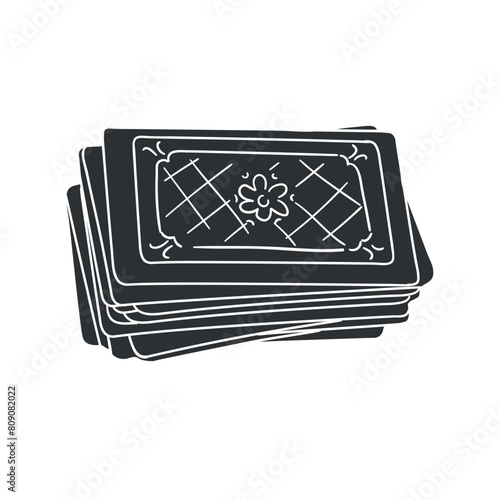 Playing Cards Icon Silhouette Illustration. Board Games Vector Graphic Pictogram Symbol Clip Art. Doodle Sketch Black Sign.