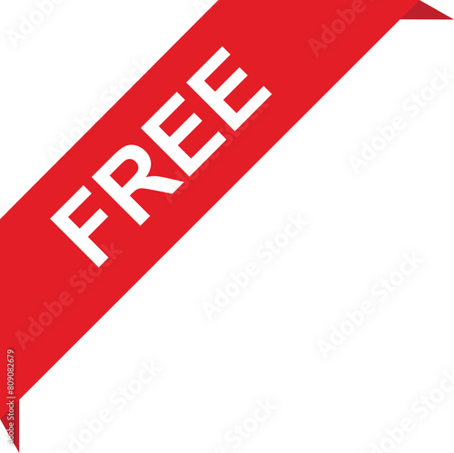 Free red corner ribbon tag with text