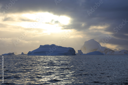sunset over the antartica