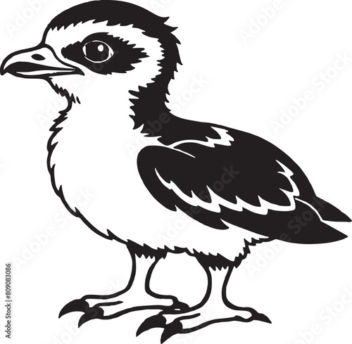 Black and White Silhouette Illustration of a Pigeon Bird