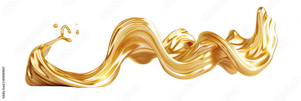 3D golden liquid coil, fluid and flowing, isolated on transparent background 3D golden liquid coil, fluid and flowing, isolated on transparent background