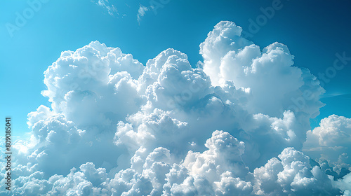 Serene Sky Filled with Fluffy Cumulus Clouds, Generative AI