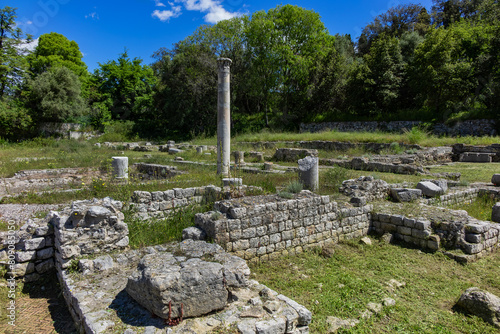 The remains of Cemenelum - a basilica, baths and amphitheater are located on the hill of Cimiez, the ancient Roman city of Cemenelum. Nice, France.  photo