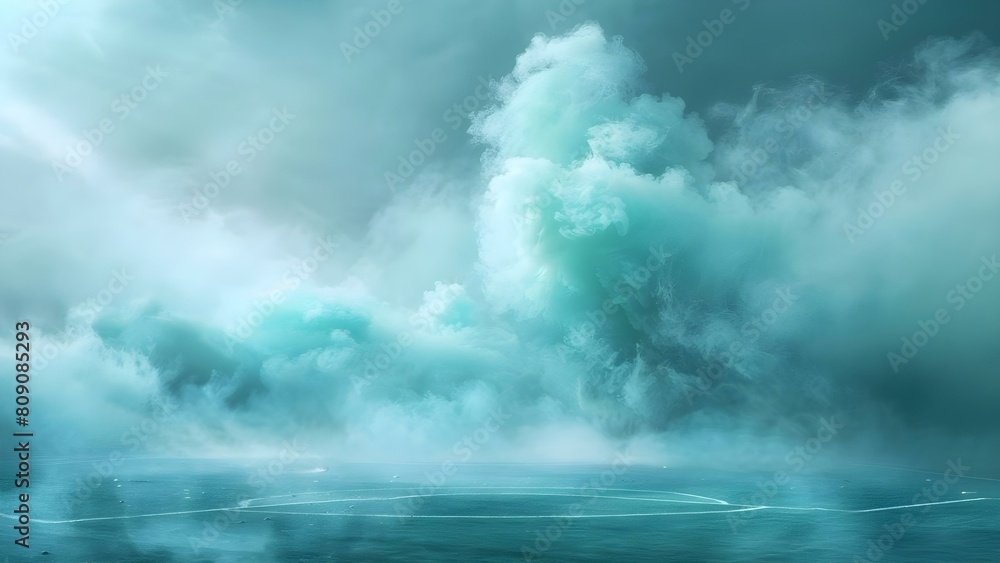 Obraz premium The Toxic Atmosphere of Dark Green Smoke Clouds on a Soccer Field. Concept Sports photography, Environmental pollution, Toxic gas exposure, Soccer field safety, Air quality concerns