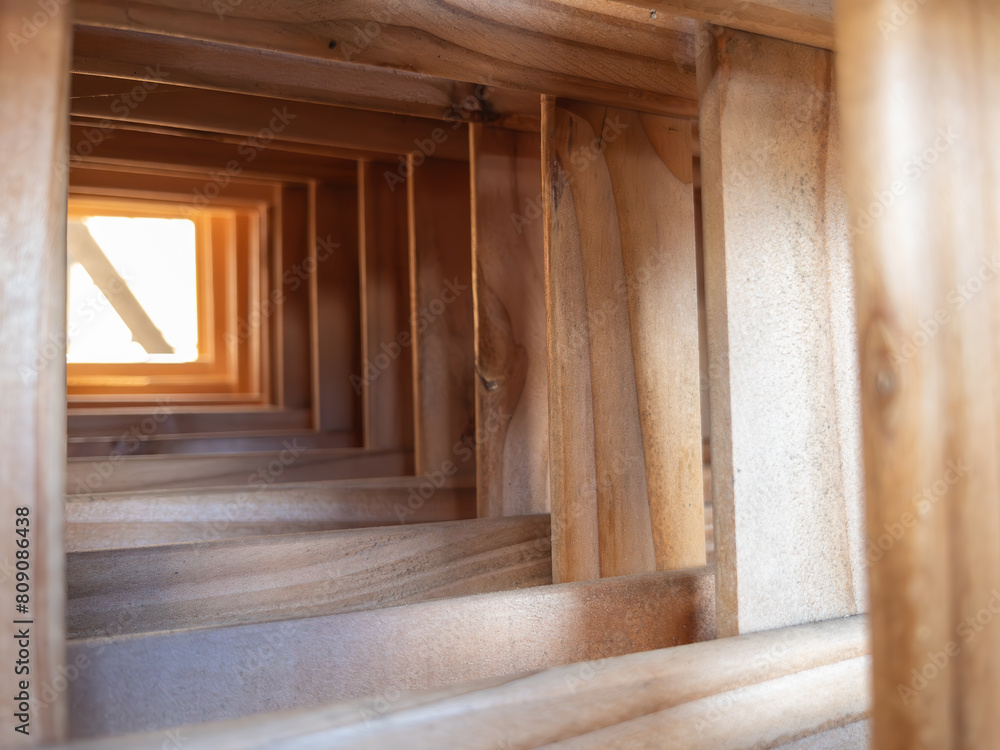 Abstract Perspective of Wooden Tunnel Structure