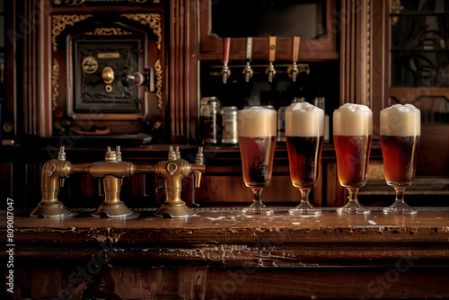 Iced beer glasses and bottles