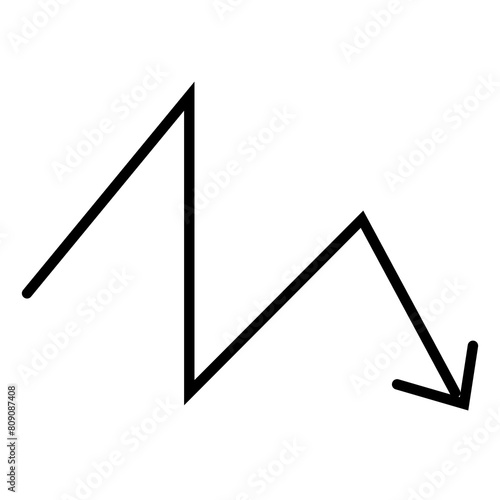 Zig Zag Right Down arrow icon. Right arrow. Down icon. Pointer. Direction. Zig Zag icon photo