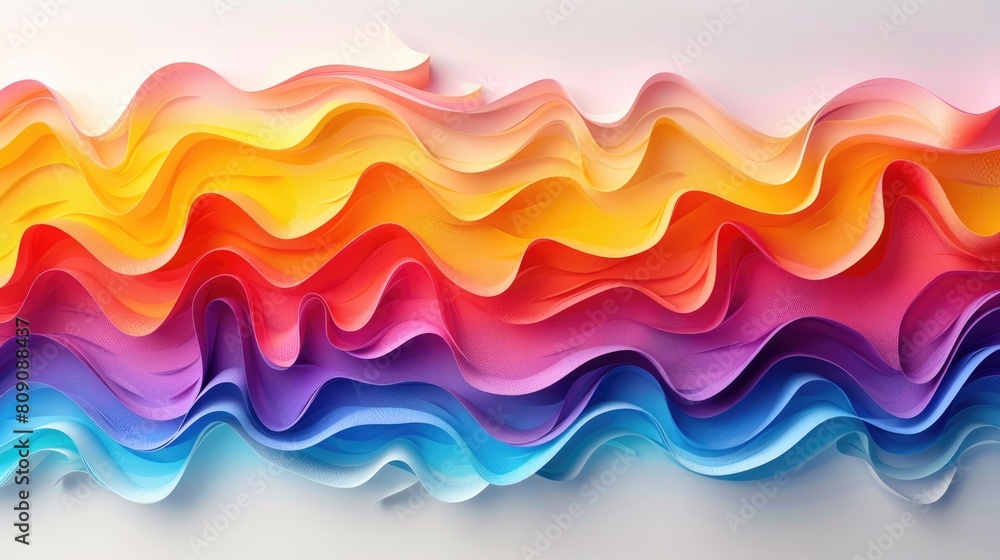 A 3D rendering of a rainbow wave background A 3D rendering of a rainbow wave background