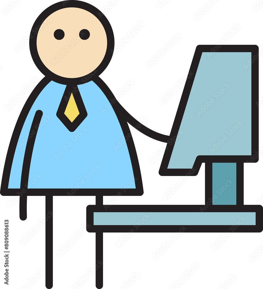 Businessman Working on Desktop Stick Figure
Businessman Working on Desktop Stick Figure