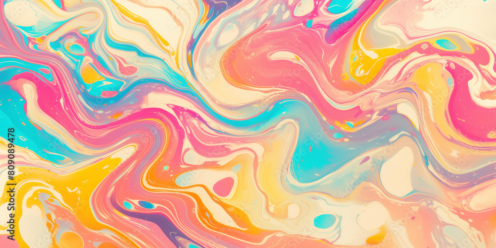 Fototapeta premium Vivid rainbow marble texture with swirling patterns