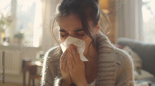 Woman Suffering from Cold Symptoms photo