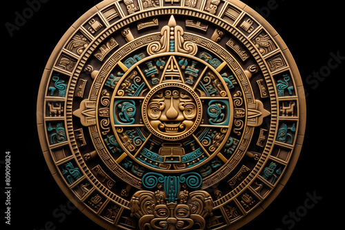 Explore the ancient Mayan calendar system with this intricate calendar design, depicting the knowledge and wisdom of the Mayan peoples