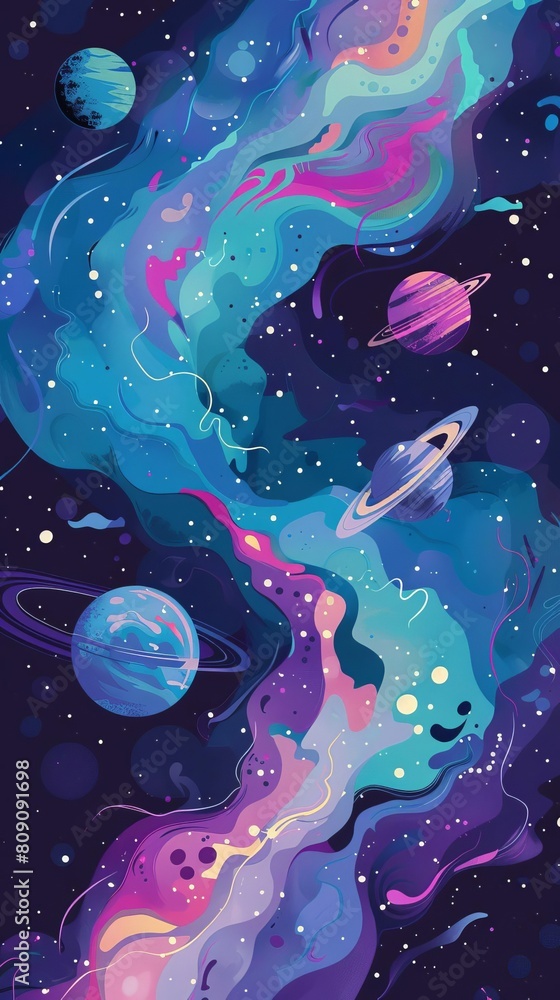 Galaxy formation flat design front view space phenomena theme water color Complementary Color Scheme Galaxy formation flat design front view space phenomena theme water color Complementary Color Scheme