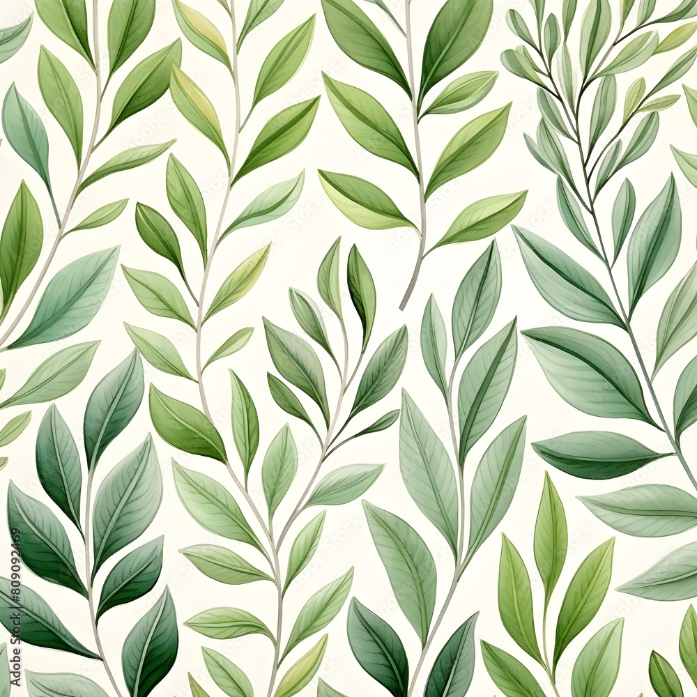 Obraz premium Green leaves pattern. Generative AI.