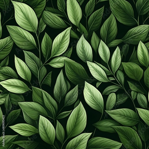 Green leaves pattern. Generative AI.