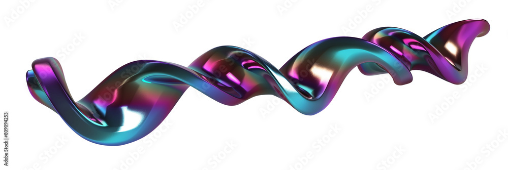 3D metallic rainbow coil shape, iridescent hues, isolated on transparent background 3D metallic rainbow coil shape, iridescent hues, isolated on transparent background