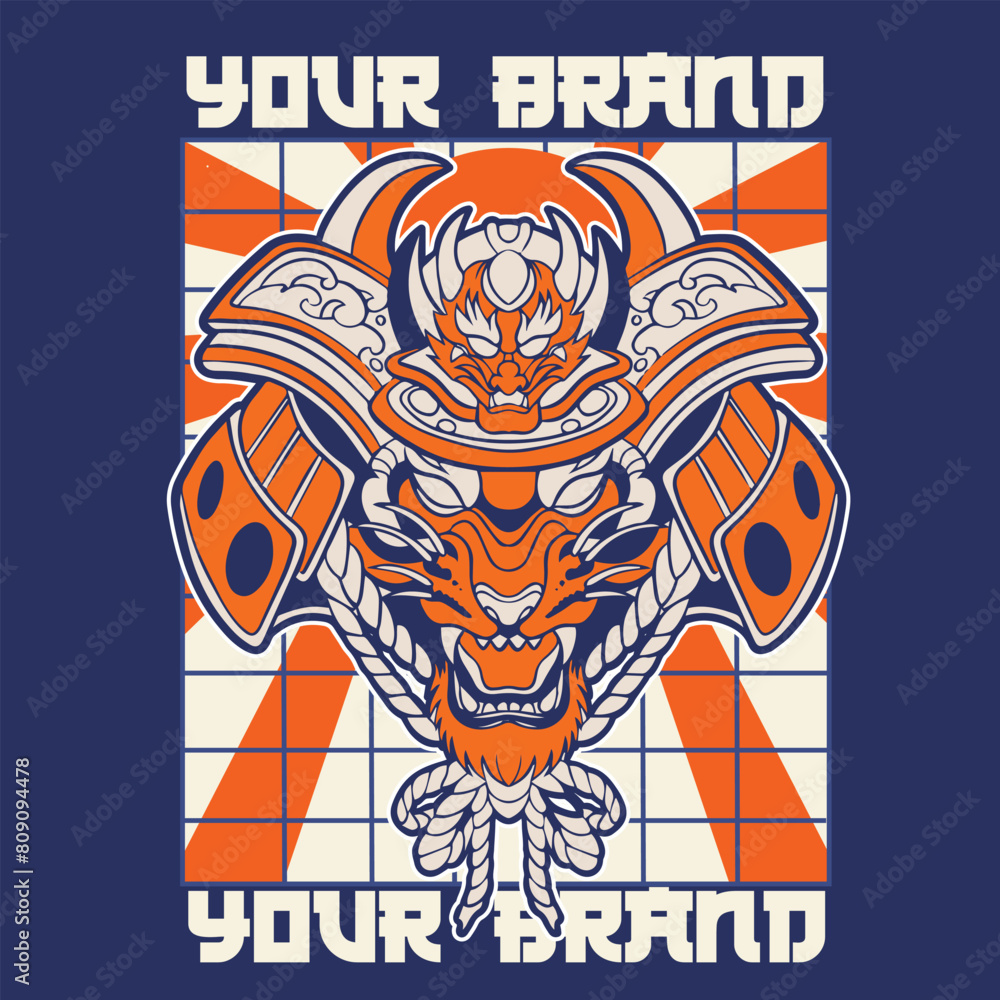 Samurai Tiger Head Vector Illustration Samurai Tiger Head Vector Illustration